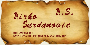 Mirko Surdanović vizit kartica